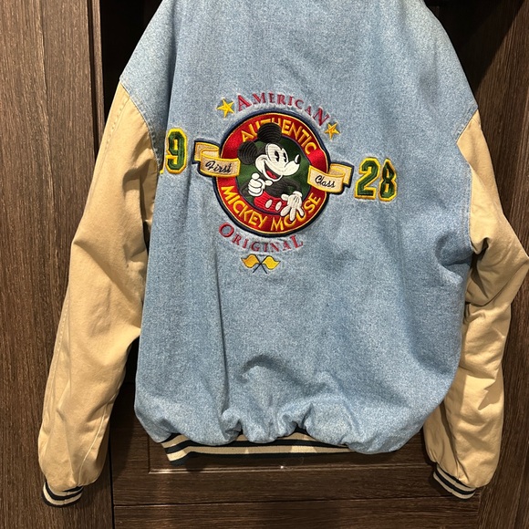 Vintage Denim and Tan MICKEY/Disney Varsity Jacket - Picture 2 of 7